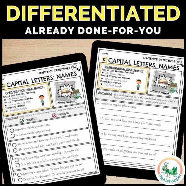 This capitalization activity includes already done for you differentiation