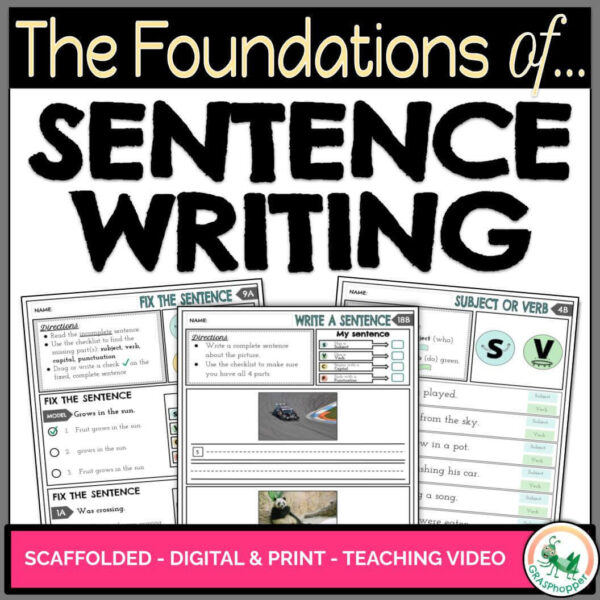 This Sentence Writing foundational resource offers scaffolded and differentiated activities, a teaching video, and digital and print options