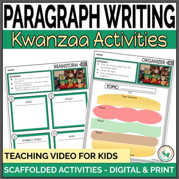 Kwanzaa writing prompts and paragraph worksheets
