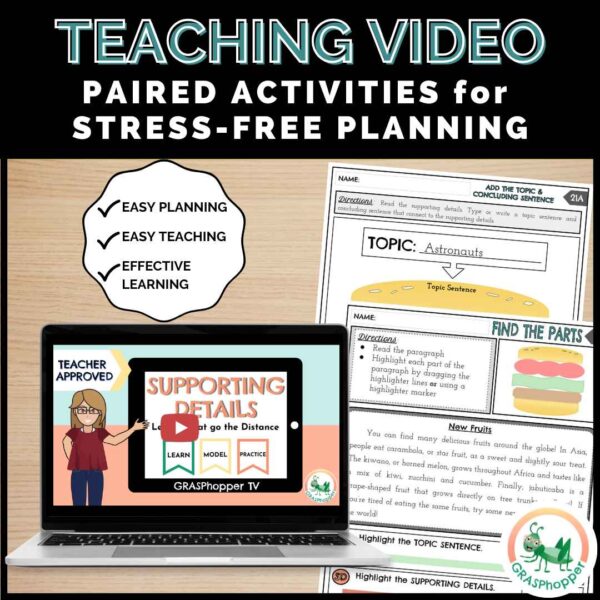 This products has a teaching video on how to write a paragraph that is paired with activities for stress free planning