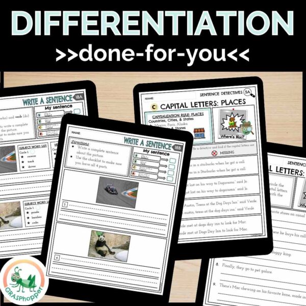 This sentence writing bundle includes differentiated activities