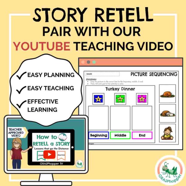 Engage your students with a story retell teaching video that pairs with our Thanksgiving Sequencing and Story Retell resource