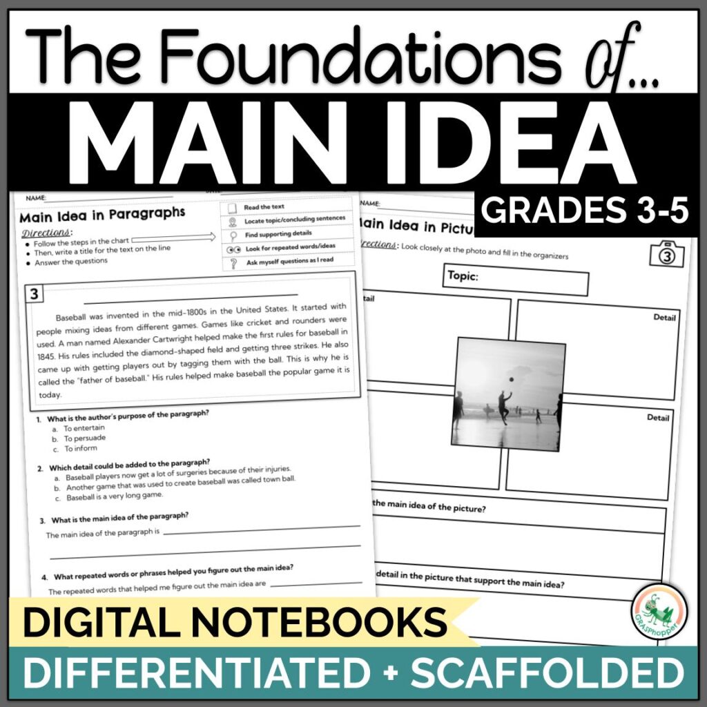 Main idea strategies resource